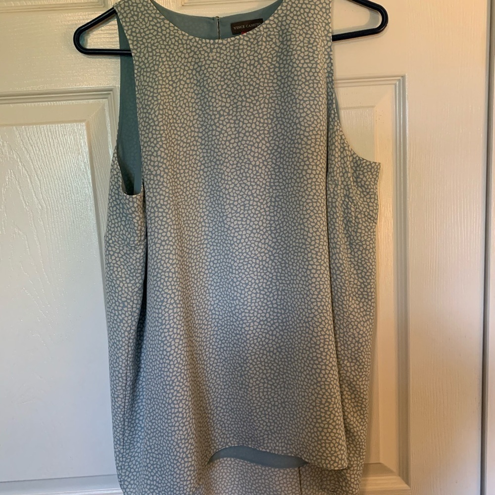 Vince Camuto blue and white speckled blouse